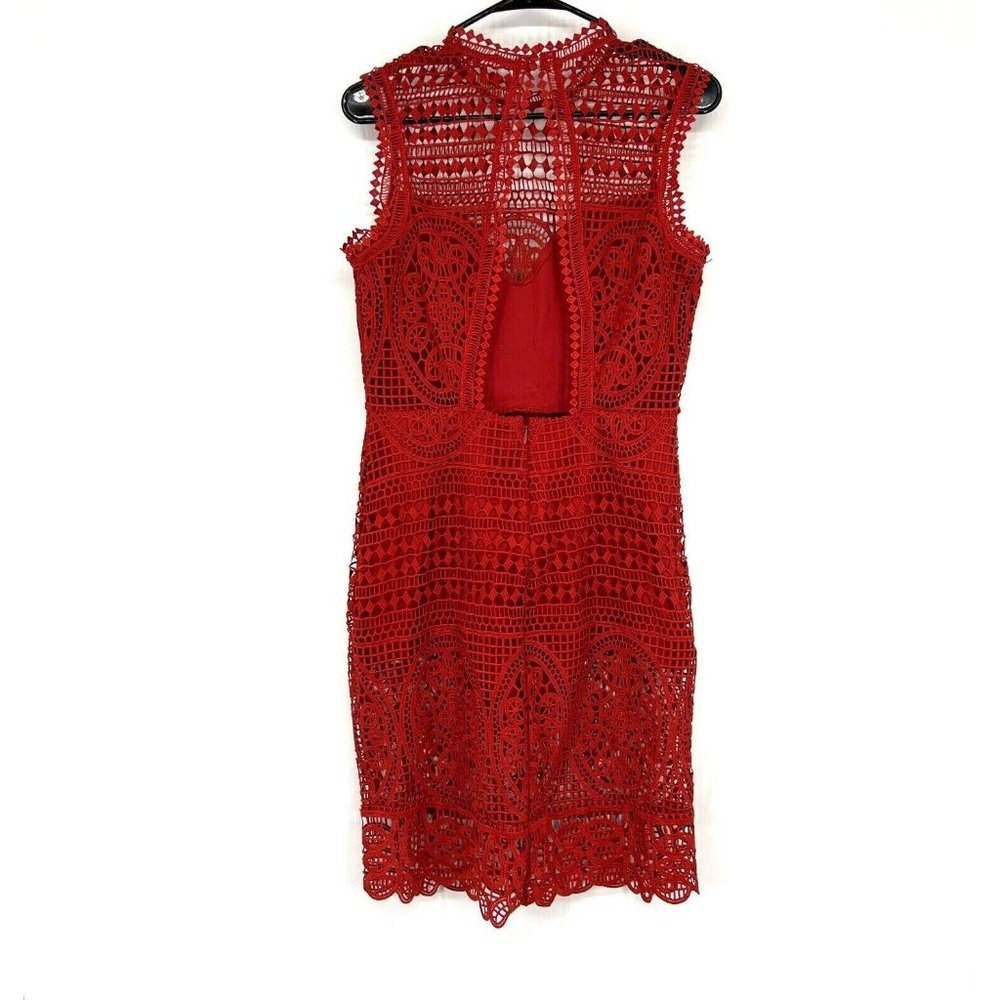Lovers + Friends Dress Red Blush Cutout Lace Open Back Sleeveless - Picture 7 of 12